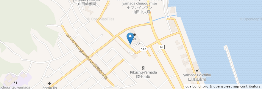 Mapa de ubicacion de 沖縄居酒屋　しおさい en Япония, Иватэ, 下閉伊郡, 山田町.