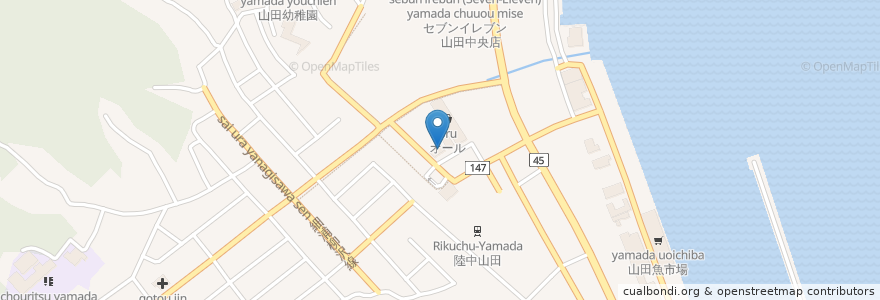 Mapa de ubicacion de 三陸旬肴酒場　四季海郷 en Japan, 岩手県, 下閉伊郡, 山田町.