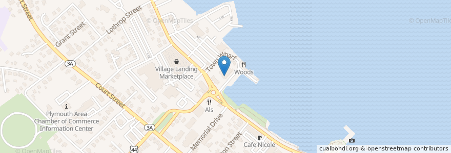 Mapa de ubicacion de Tavern on the Wharf en Amerika Syarikat, Massachusetts, Plymouth County, Plymouth.