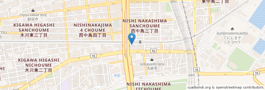 Mapa de ubicacion de 妙高亭 en Japan, 大阪府, Osaka, 淀川区.