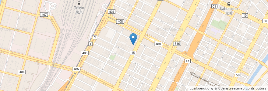 Mapa de ubicacion de 北國銀行 東京支店 en Japonya, 東京都, 中央区.