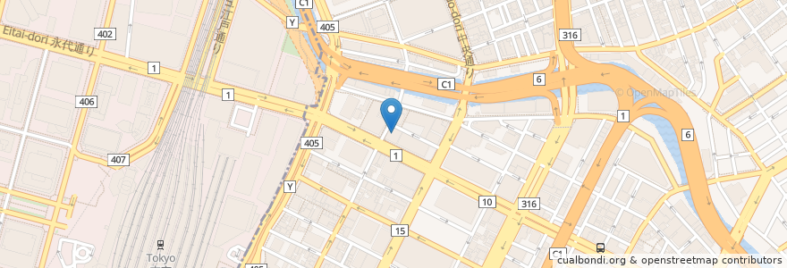 Mapa de ubicacion de 交通银行 en 日本, 東京都, 中央区.