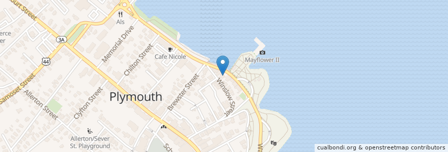 Mapa de ubicacion de Yogis Cafe en الولايات المتّحدة الأمريكيّة, ماساتشوستس, Plymouth County, Plymouth.