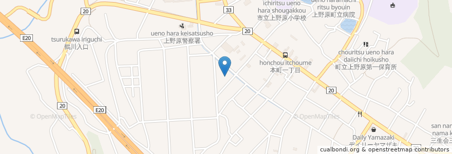 Mapa de ubicacion de 鈴木医院 en اليابان, 山梨県, 上野原市.