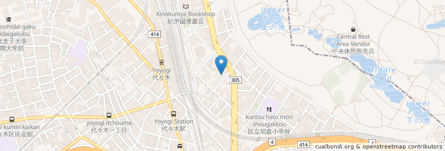 Mapa de ubicacion de 個室中華宴会酒場 佳宴 代々木店(縦中) en اليابان, 東京都, 新宿区, 渋谷区.