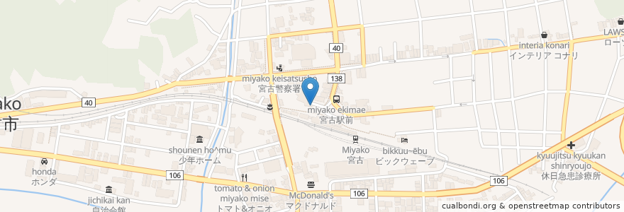 Mapa de ubicacion de 駅前cafe en Jepun, 岩手県, 宮古市.