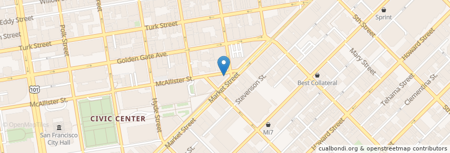 Mapa de ubicacion de Charmaine's rooftop bar en United States, California, San Francisco City And County, San Francisco.