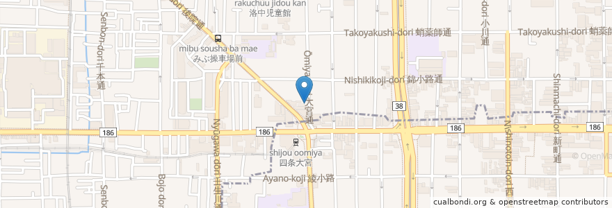 Mapa de ubicacion de 大衆酒場 かぞく en 日本, 京都府, 京都市, 中京区.