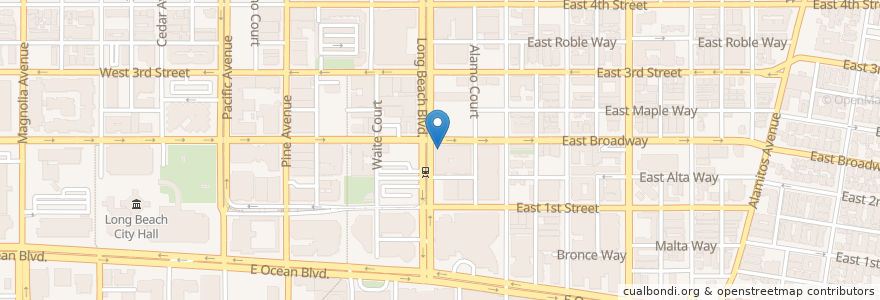 Mapa de ubicacion de Bank of America en Stati Uniti D'America, California, Los Angeles County, Long Beach.