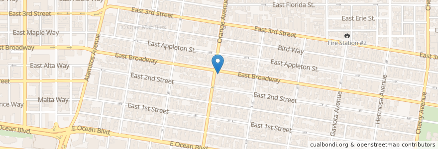 Mapa de ubicacion de Broadway Donuts en Amerika Birleşik Devletleri, Kaliforniya, Los Angeles County, Long Beach.