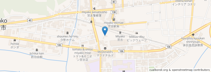 Mapa de ubicacion de 宮古市役所 en Giappone, Prefettura Di Iwate, 宮古市.