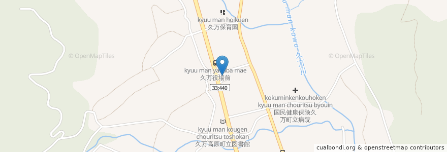 Mapa de ubicacion de JR四国バス 久万高原駅 en Japan, Ehime Prefecture, Kamiukena County, Kumakogen.