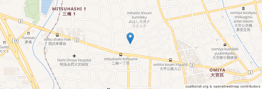 Mapa de ubicacion de 三橋一丁目自治会館 en Japonya, 埼玉県, さいたま市, 大宮区.