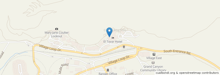 Mapa de ubicacion de El Tovar Dining Room en Amerika Syarikat, Arizona, Coconino County, Grand Canyon Village, Grand Canyon Village.