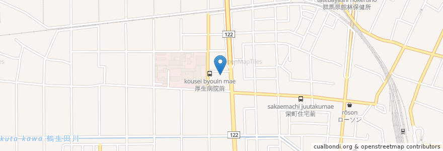 Mapa de ubicacion de カレーハウス チキン亭 en 日本, 群馬県, 館林市.