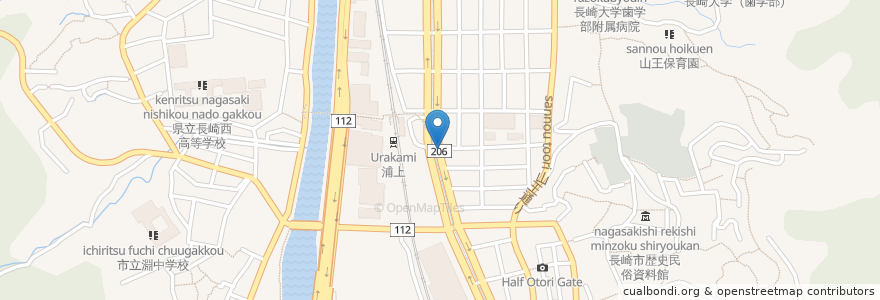 Mapa de ubicacion de Shinwa Bank en 日本, 長崎県, 長崎市.