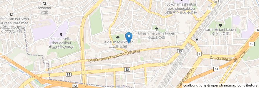 Mapa de ubicacion de 神奈川県私学会館 en Japan, 神奈川県, Yokohama, 神奈川区.