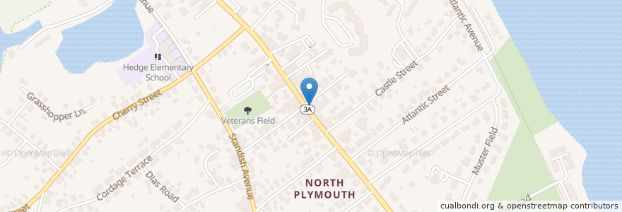 Mapa de ubicacion de 3A Cafe en Estados Unidos Da América, Massachusetts, Plymouth County, Plymouth.