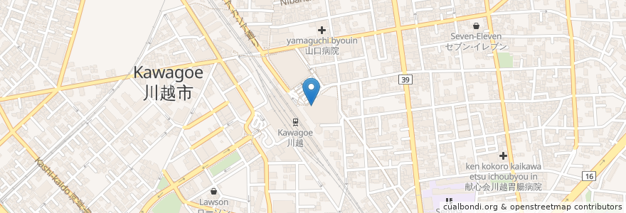 Mapa de ubicacion de ケンタッキーフライドチキン en 日本, 埼玉県, 川越市.