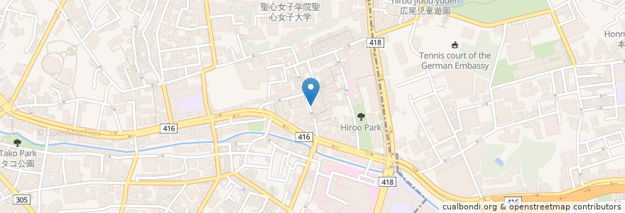 Mapa de ubicacion de 江戸っ子寿司 en Japon, Tokyo, 港区, 広尾.