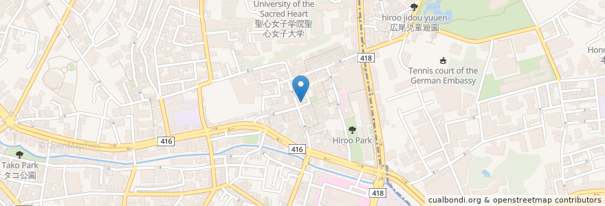 Mapa de ubicacion de Aletheia en 日本, 東京都, 港区, 広尾.