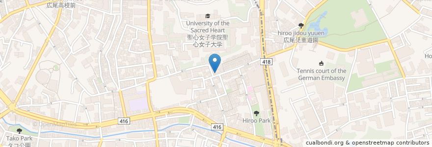 Mapa de ubicacion de La Vida en 日本, 東京都, 港区, 広尾.