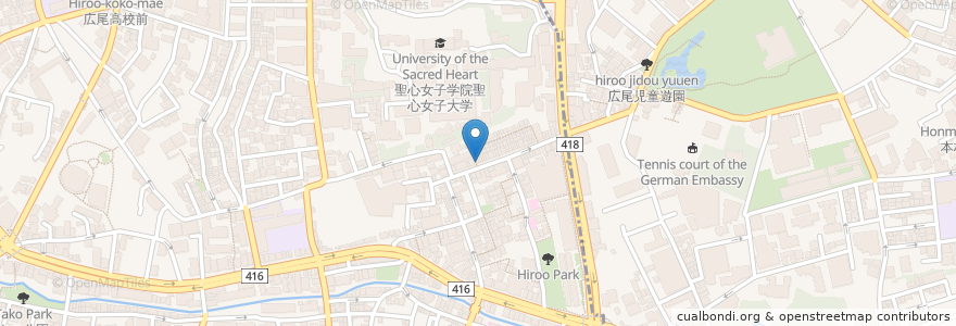 Mapa de ubicacion de The Pizza en ژاپن, 東京都, 港区, 広尾.
