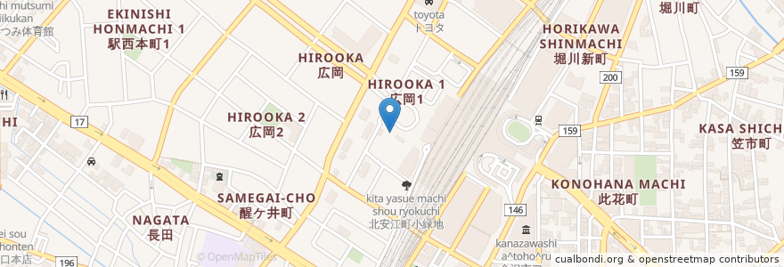 Mapa de ubicacion de 金沢回転寿司 輝らり en Япония, Исикава, 金沢市.