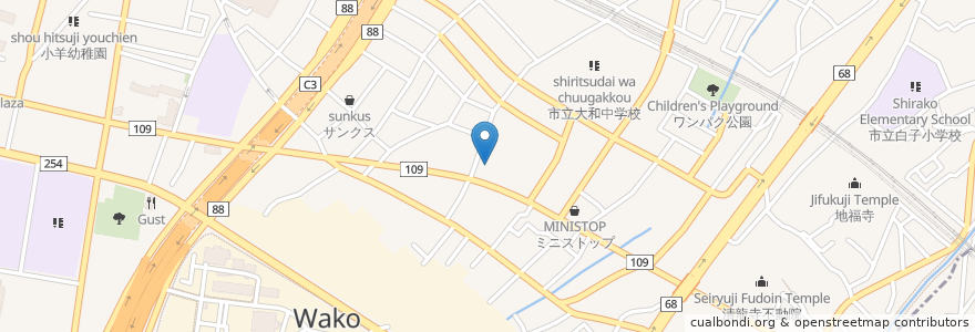 Mapa de ubicacion de ウエルシア薬局 en 日本, 埼玉県, 和光市.