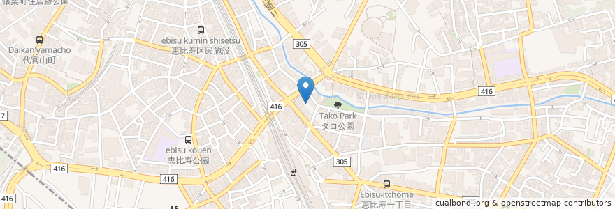 Mapa de ubicacion de Ebisu Yokocho Nikuzushi en Япония, Токио, Сибуя, Эбису.