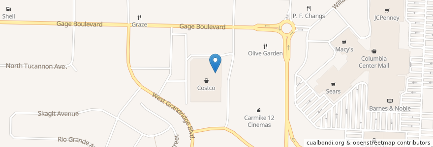 Mapa de ubicacion de Costco Pharmacy en États-Unis D'Amérique, Washington, Benton County, Tri-Cities, Kennewick.