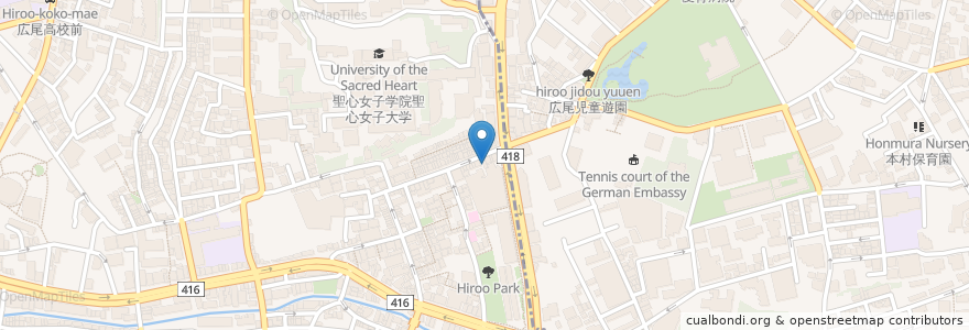 Mapa de ubicacion de Ringer Hut en Japonya, 東京都, 港区, 広尾.
