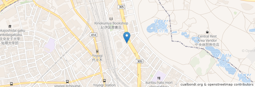 Mapa de ubicacion de Nico Cafe en Japão, Tóquio, 新宿区, 渋谷区.