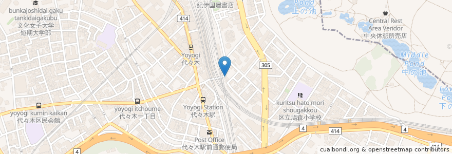 Mapa de ubicacion de Burger's base en Japonya, 東京都, 新宿区, 渋谷区.