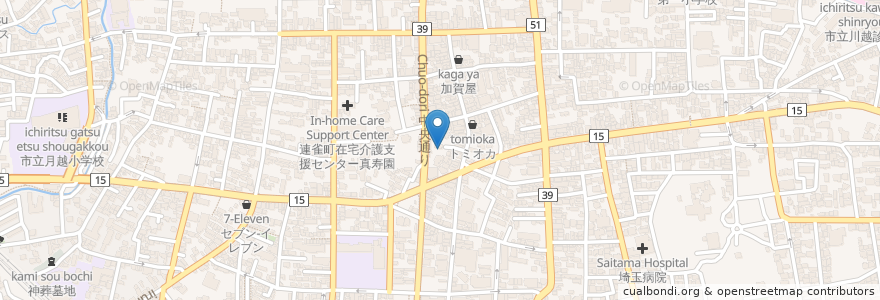 Mapa de ubicacion de むすびの庭 en 日本, 埼玉県, 川越市.