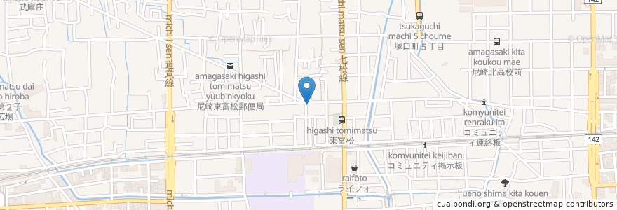 Mapa de ubicacion de 瑪騎士館 en Japan, 兵庫県, 尼崎市.
