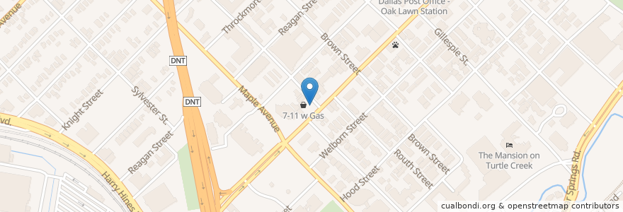 Mapa de ubicacion de 7-Eleven en الولايات المتّحدة الأمريكيّة, تكساس, Dallas, Dallas County.