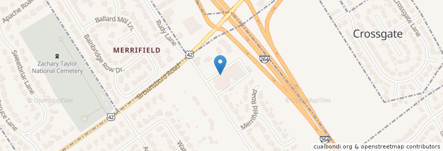 Mapa de ubicacion de Shady Lane Cafe en 미국, Kenekuke, Jefferson County, Windy Hills, Louisville.