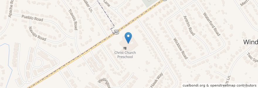 Mapa de ubicacion de Christ Church United Methodist en Stati Uniti D'America, Kentucky, Jefferson County, Windy Hills, Louisville.