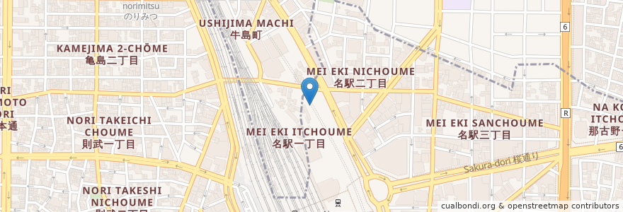 Mapa de ubicacion de 純米酒専門 YATA 名古屋KITTE店;YATA KITTE 名古屋店 en ژاپن, 愛知県, 名古屋市, 中村区.