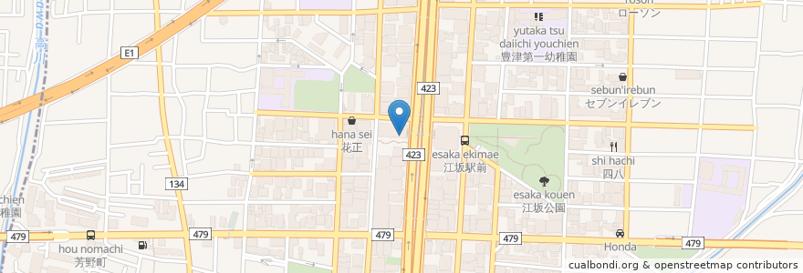 Mapa de ubicacion de セブン銀行 en Giappone, Prefettura Di Osaka, 吹田市.