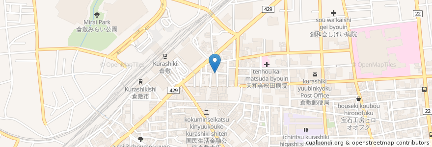 Mapa de ubicacion de 離れ家 en Japão, 岡山県, 倉敷市.