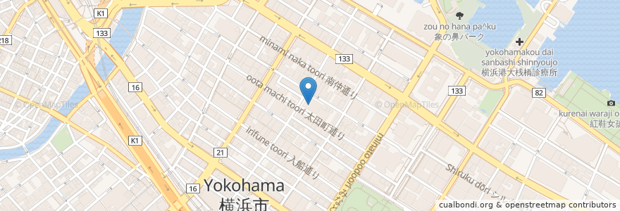 Mapa de ubicacion de 関東学院大学関内メディアセンター en Japão, 神奈川県, 横浜市, 中区.