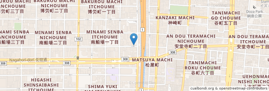 Mapa de ubicacion de sandwiches en 일본, 오사카부, 오사카, 中央区.