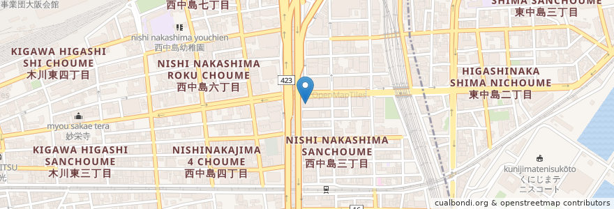 Mapa de ubicacion de 目利きの銀次 en Japan, Osaka Prefecture, Osaka, Yodogawa Ward.