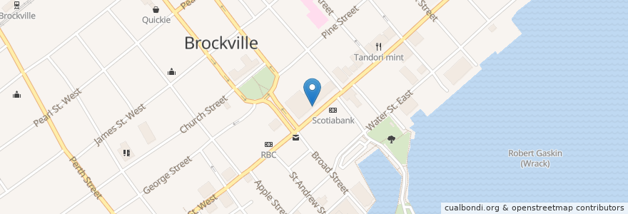 Mapa de ubicacion de Boboli en Brockville, Canada.