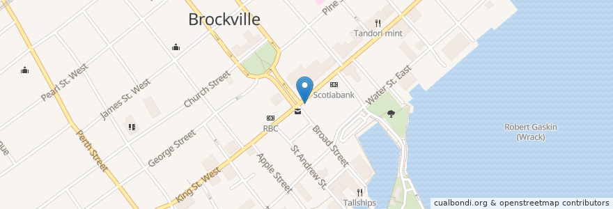 Mapa de ubicacion de Cosies en Brockville, Канада.