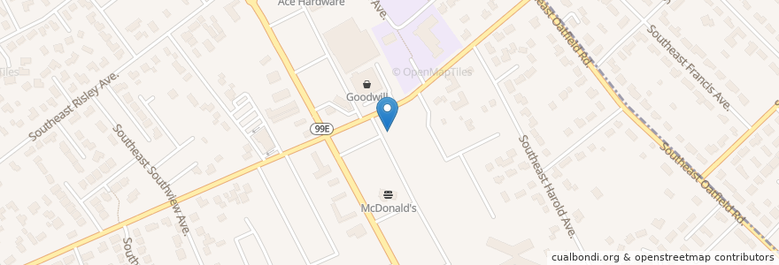 Mapa de ubicacion de Vegas Lounge en 미국, 오리건, Clackamas County, Oak Grove.
