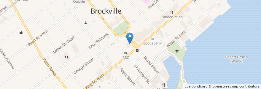 Mapa de ubicacion de The Keystorm Pub en Brockville, Канада.