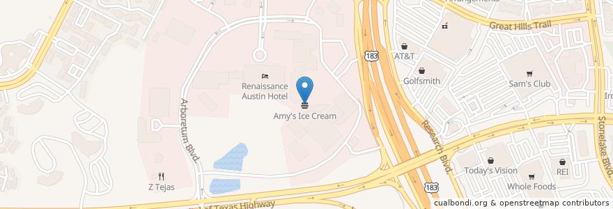 Mapa de ubicacion de Five Guys en Estados Unidos Da América, Texas, Travis County, Austin.